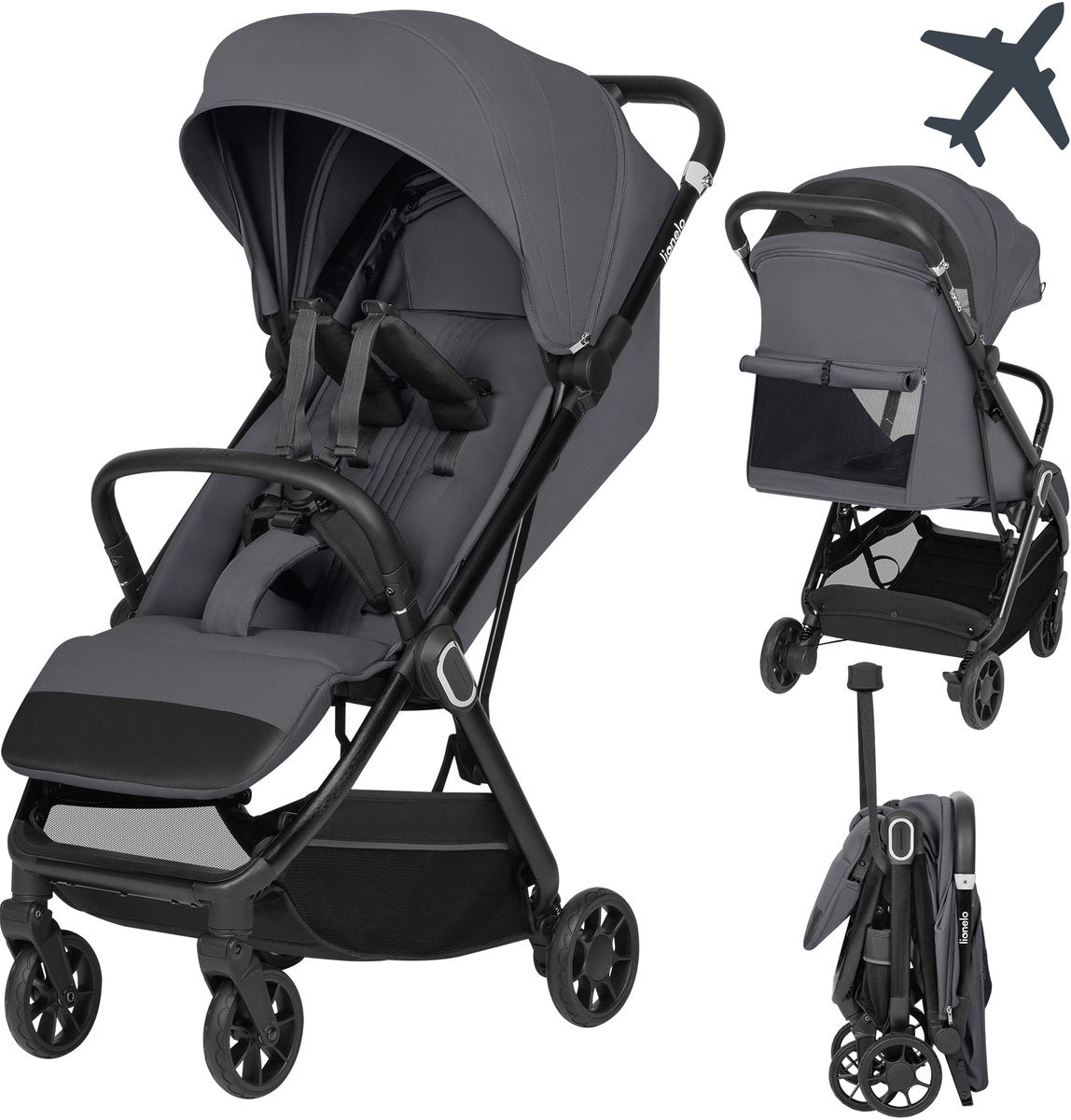 Lionelo bess buggy – ultracompacte kinderwagen 6 m–22 kg – 7,5 kg lichtgewicht – automatisch inklapbaar met 1 hand – xxl upf50+ kap – ligpositie 83 cm – 5-punts magnetische gordel – geveerde 360° wielen – reisvriendelijk