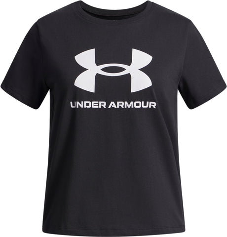 Under armour ua big logo ss unisex sportshirt - zwart - wit