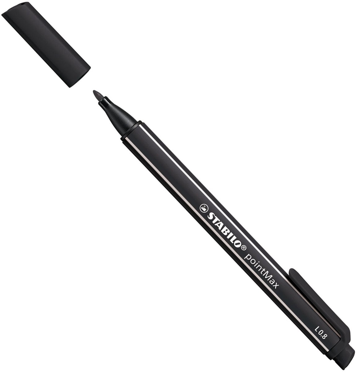 Stabilo pointmax - hardtip fineliner 0,8 mm - met nylon tip - zwart - per stuk