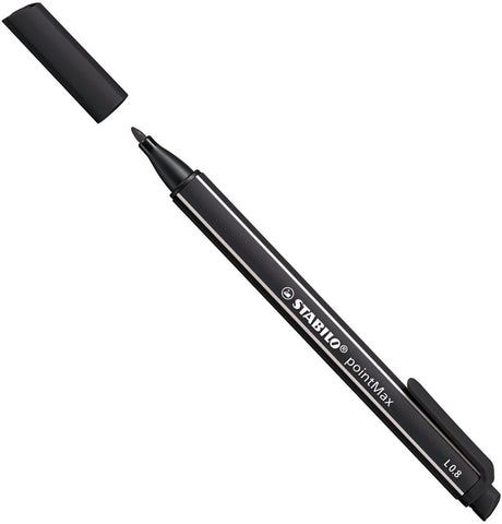 Stabilo pointmax - hardtip fineliner 0,8 mm - met nylon tip - zwart - per stuk