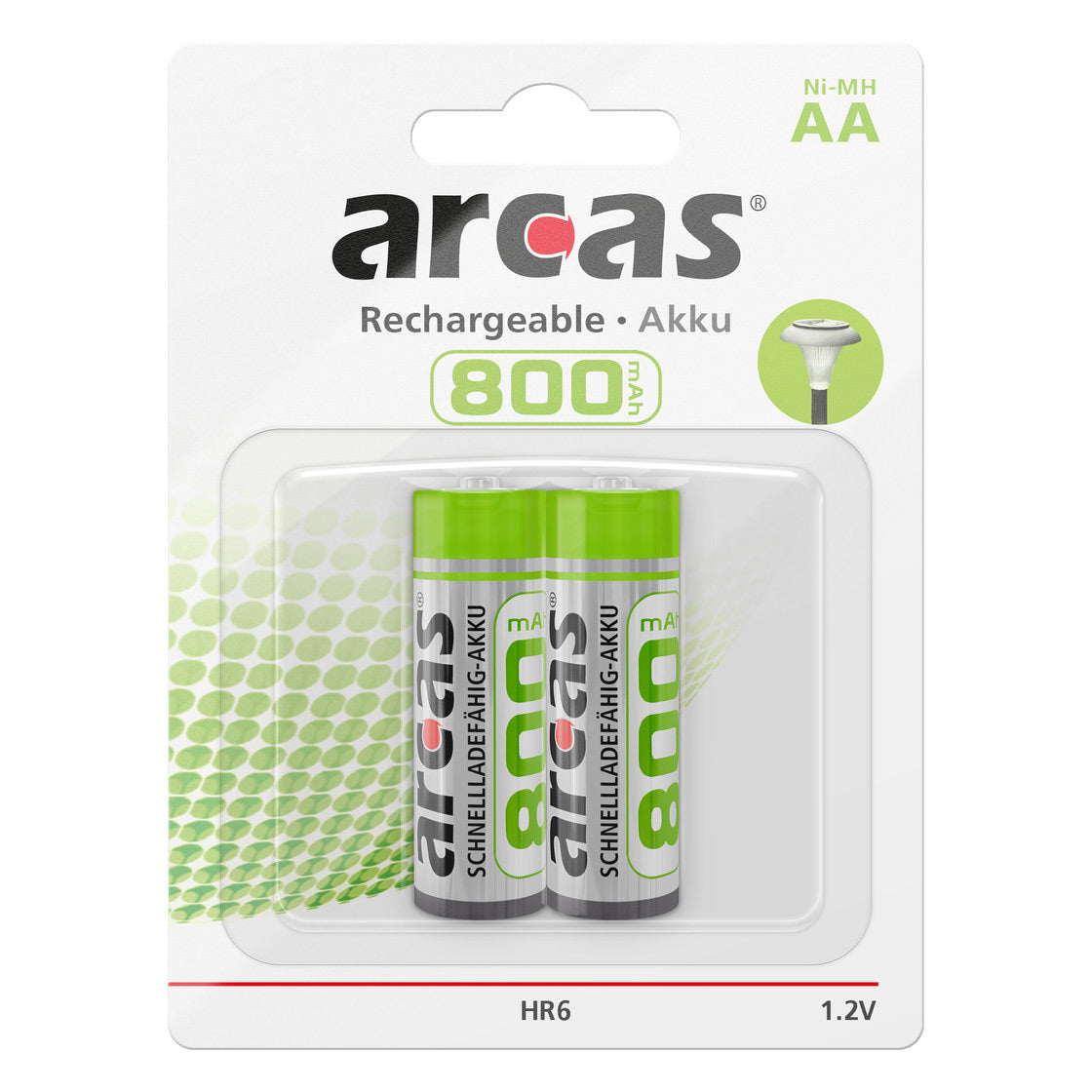 Battery sales europe oplaadbare batterijen arcas rechargeable nimh aa hr6 800mah, 2st.