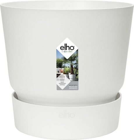 Elho greenville rond 18 - bloempot voor buiten met waterreservoir - 100% gerecycled plastic - ø 18.3 x h 17.4 cm - wit