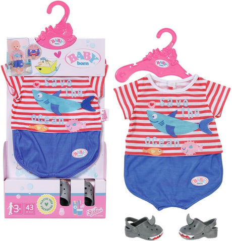 Baby born bad pyjama met schoenen - accessoires voor poppen tot 43cm - haaienthema