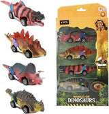 Toi-toys world of dinosaurs dino pullback auto, 4st.