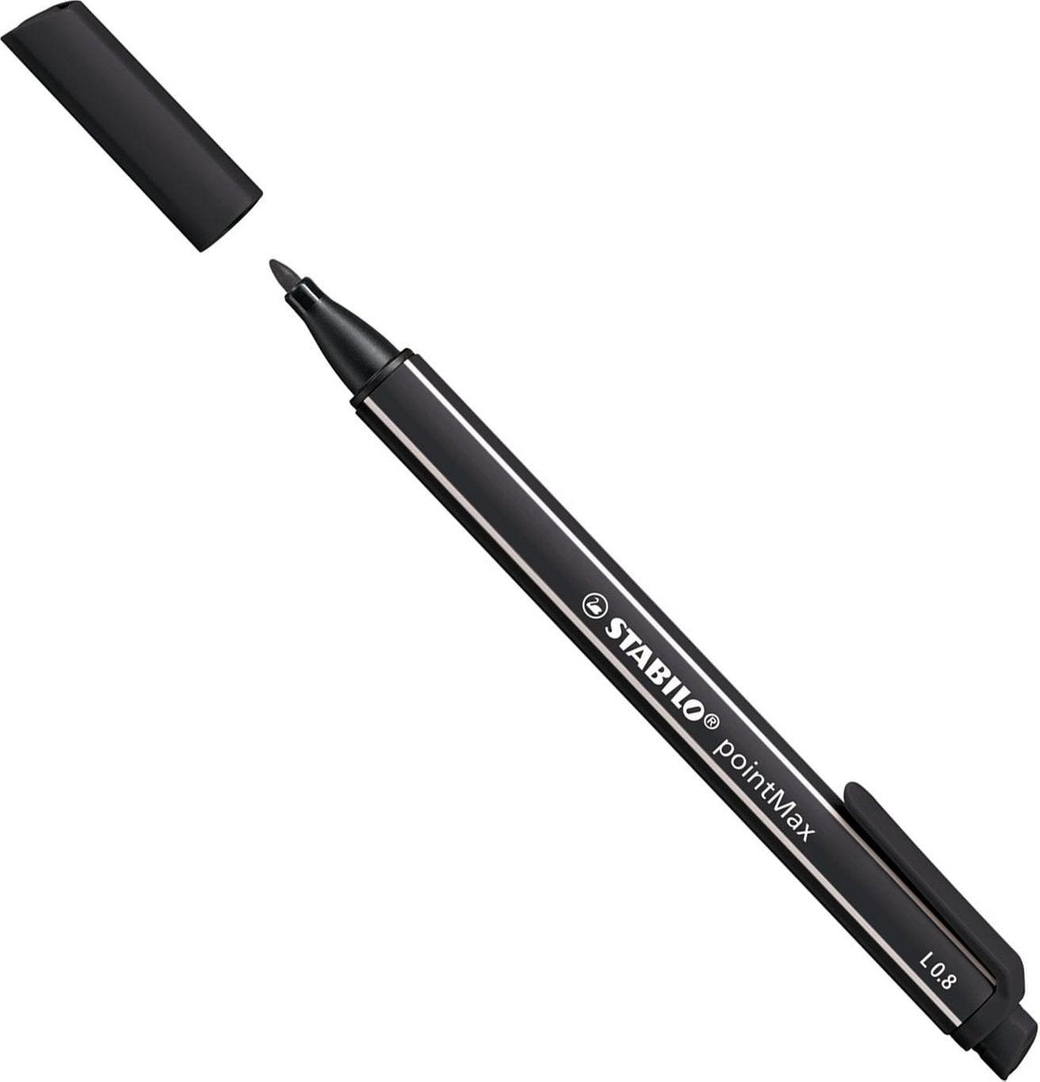 Stabilo pointmax - hardtip fineliner 0,8 mm - met nylon tip - zwart - per stuk