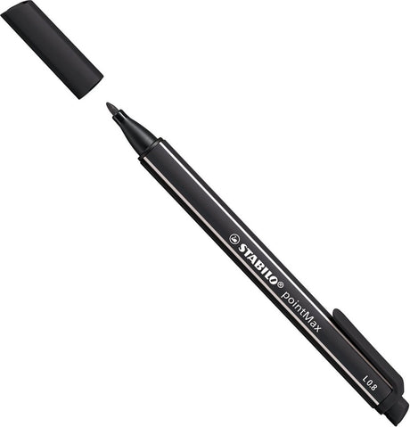 Stabilo pointmax - hardtip fineliner 0,8 mm - met nylon tip - zwart - per stuk