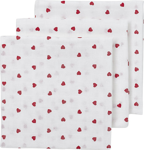 Meyco baby sweet heart hydrofiele doeken - 3-pack - red - 70x70cm