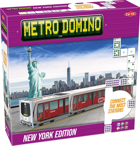 Tactic metro domino: new york edition – bordspel – luxe uitvoering – strategisch dominospel met stations en metrofiches – vanaf 10 jaar – 2 tot 4 spelers