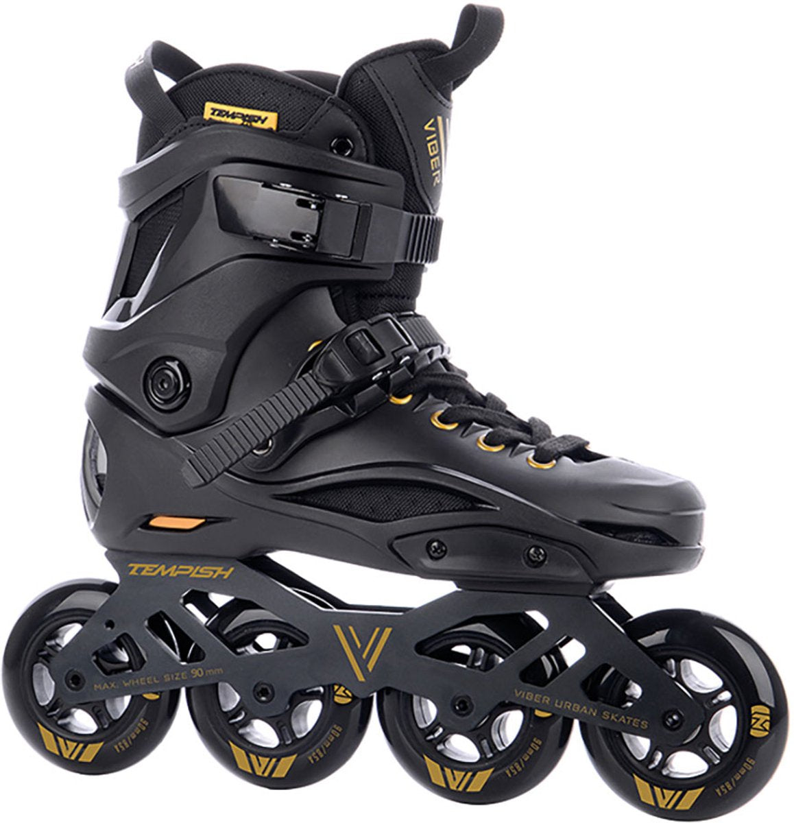 Tempish viber l.e. 90 skeelers volwassenen – 4x90mm wielen – fitness speed inline skates – zwart goud – maat 45