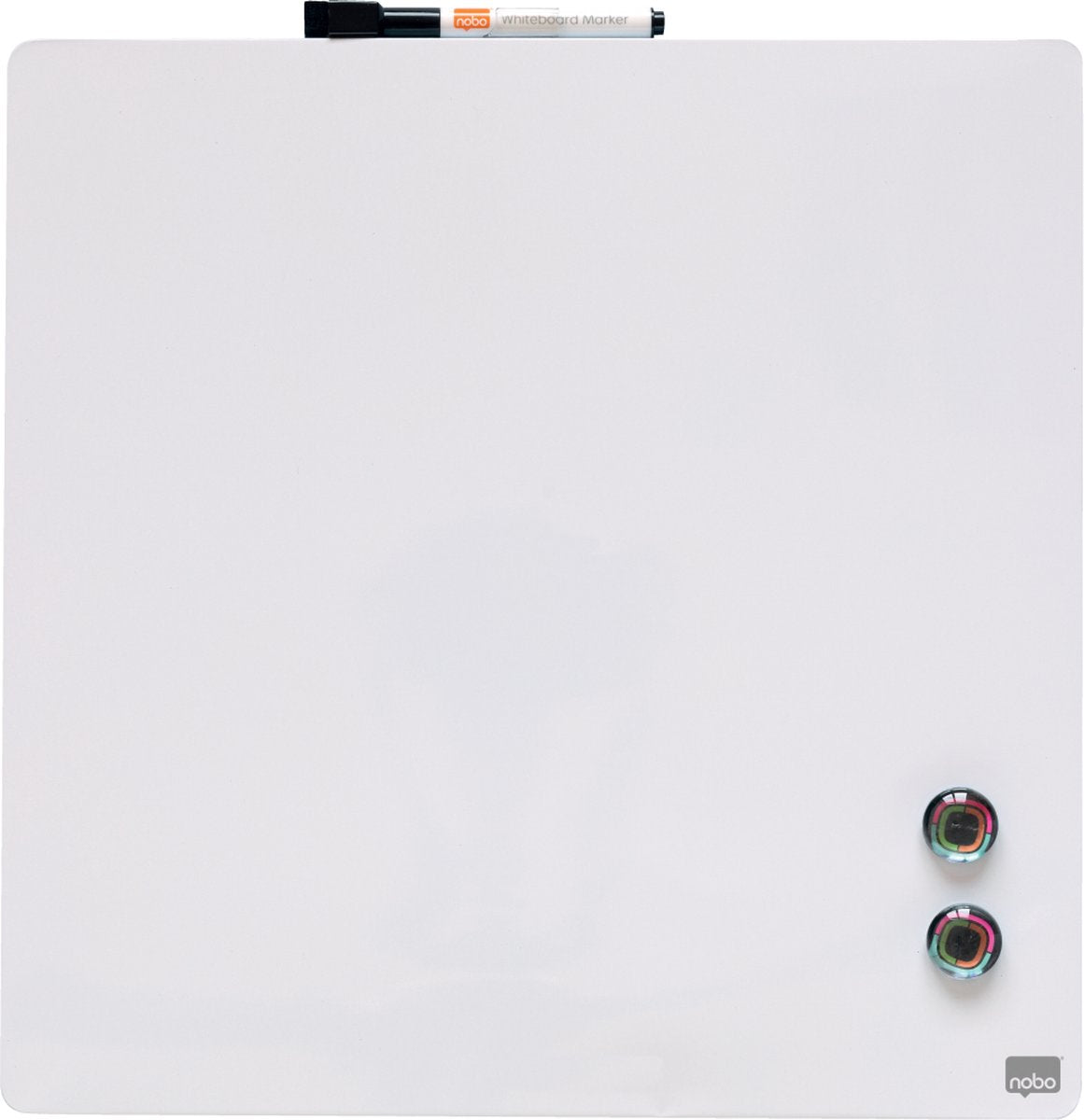 Nobo droog uitwisbaar mini magnetisch whiteboard - inclusief whiteboard marker, magneten en montagestickers - 36 x 36 cm - wit