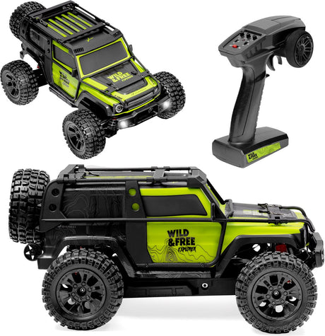 Overmax x-vast rc auto rc car – 1:10 crawler 4x4 – metalen aandrijfas – olie-schokdempers – led verlichting – 2 accu’s (tot 40 min) – 30 km u – traploze snelheidsregeling – offroad terrein model – ready to run - bestuurbare auto