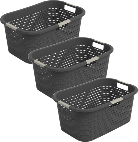 Rotho country wasmand - set van 3 - 40 ltr - antraciet
