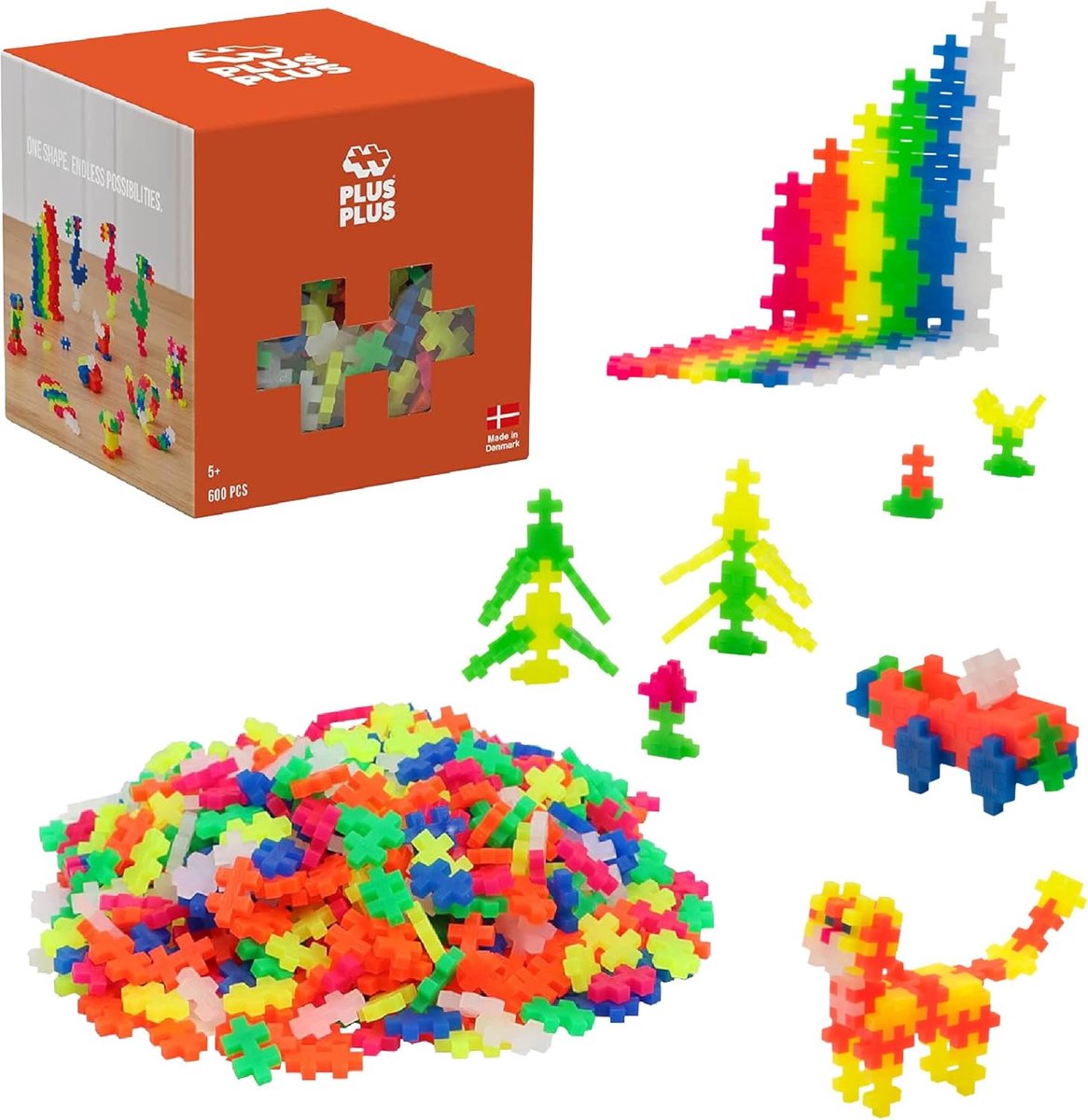 Plus-plus basic neon 600 delige bouwset - 3311 - bouwspeelgoed - constructiespeelgoed - set met bouwstenen - vanaf 5 jaar