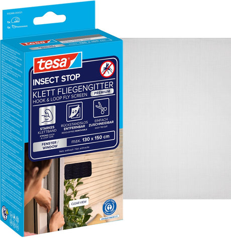 Tesa insect stop h l fly screen premium for windows - hor met sterke klittenband, verwijderbaar zonder resten, op maat snijden - 130 x 150 cm - antraciet (transparant)