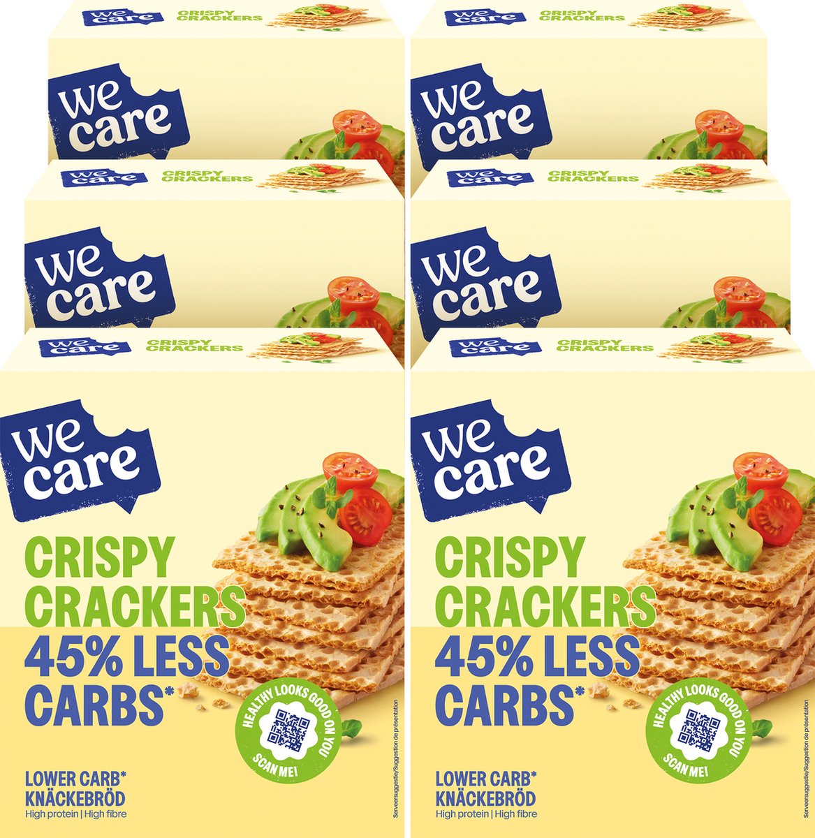 Wecare - lower carb - crispy crackers - 6 x 100 gr