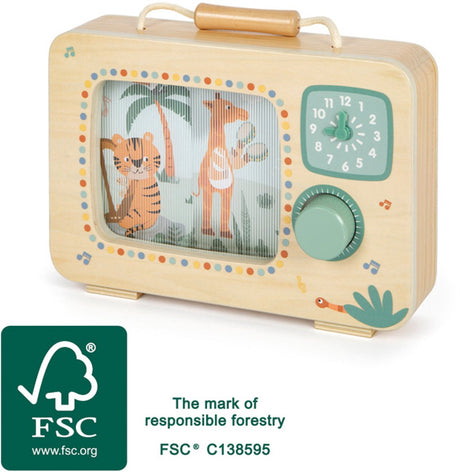 Small foot - houten televisie muziekdoos safari fsc