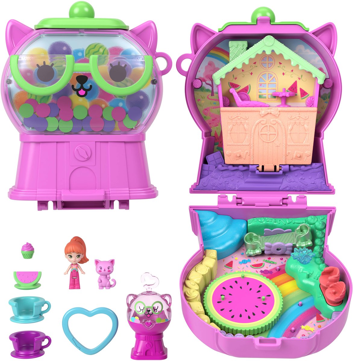 Polly pocket kauwgomballen kitten compacte speelset