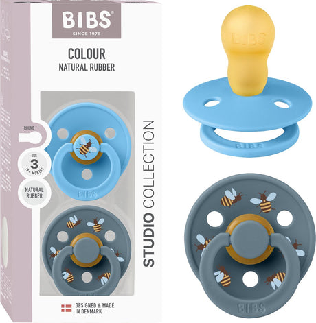 Bibs colour studio speen verpakking van 2 stuks. bpa-vrij, ronde speen. natuurlijk rubberlatex, gemaakt in denemarken, maat 3 (18+ maanden), breeze petrol