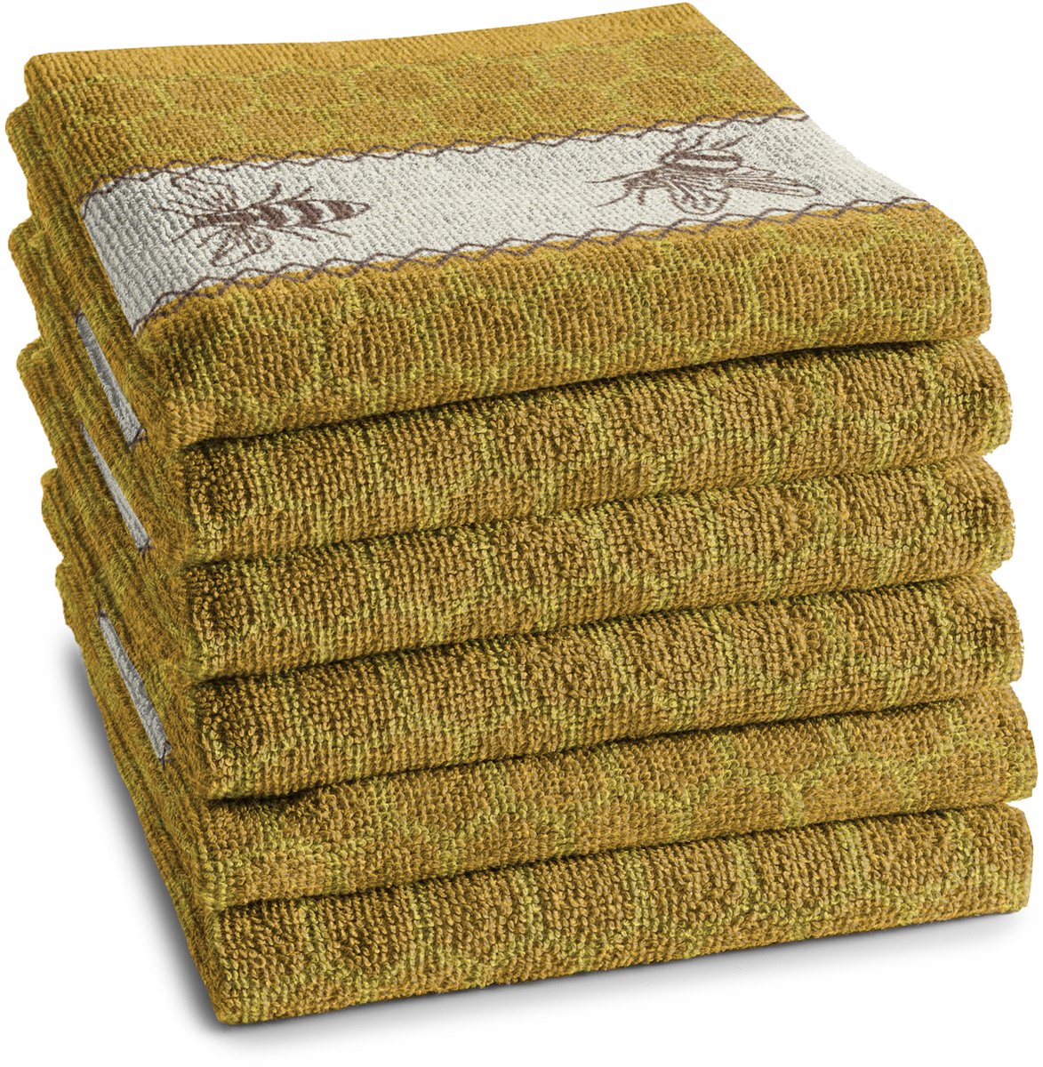 Ddddd - bees - keukendoek - set van 6 - keukenhanddoeken - 50x55cm - geel