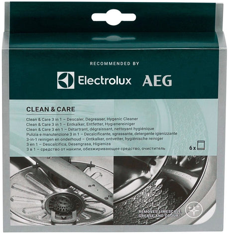 Aeg electrolux m2gcp601 clean and care - 3 in 1 reiniger - reinigen en onderhoud - ontkalker, ontvetter en reiniger - geschikt voor wasmachines vaatwassers - 6 zakjes goed voor een half jaar