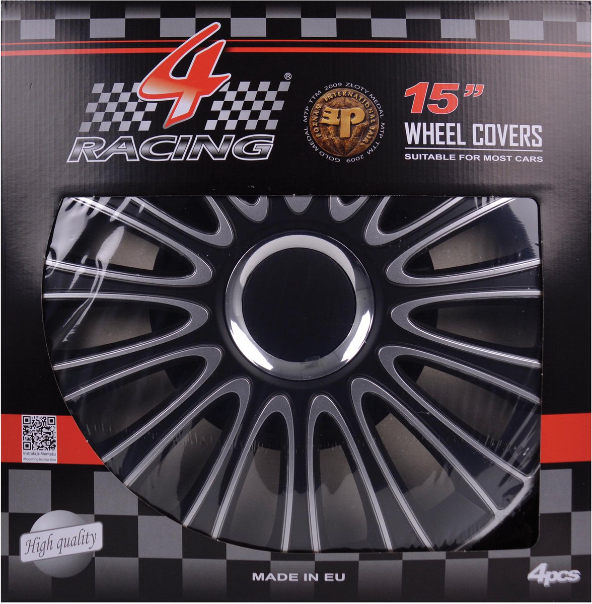 Carpoint gorecki - wieldoppenset lemans pro - silver black 15inch