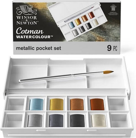 Winsor newton cotman metallic pocket box aquarelset 8 napjes