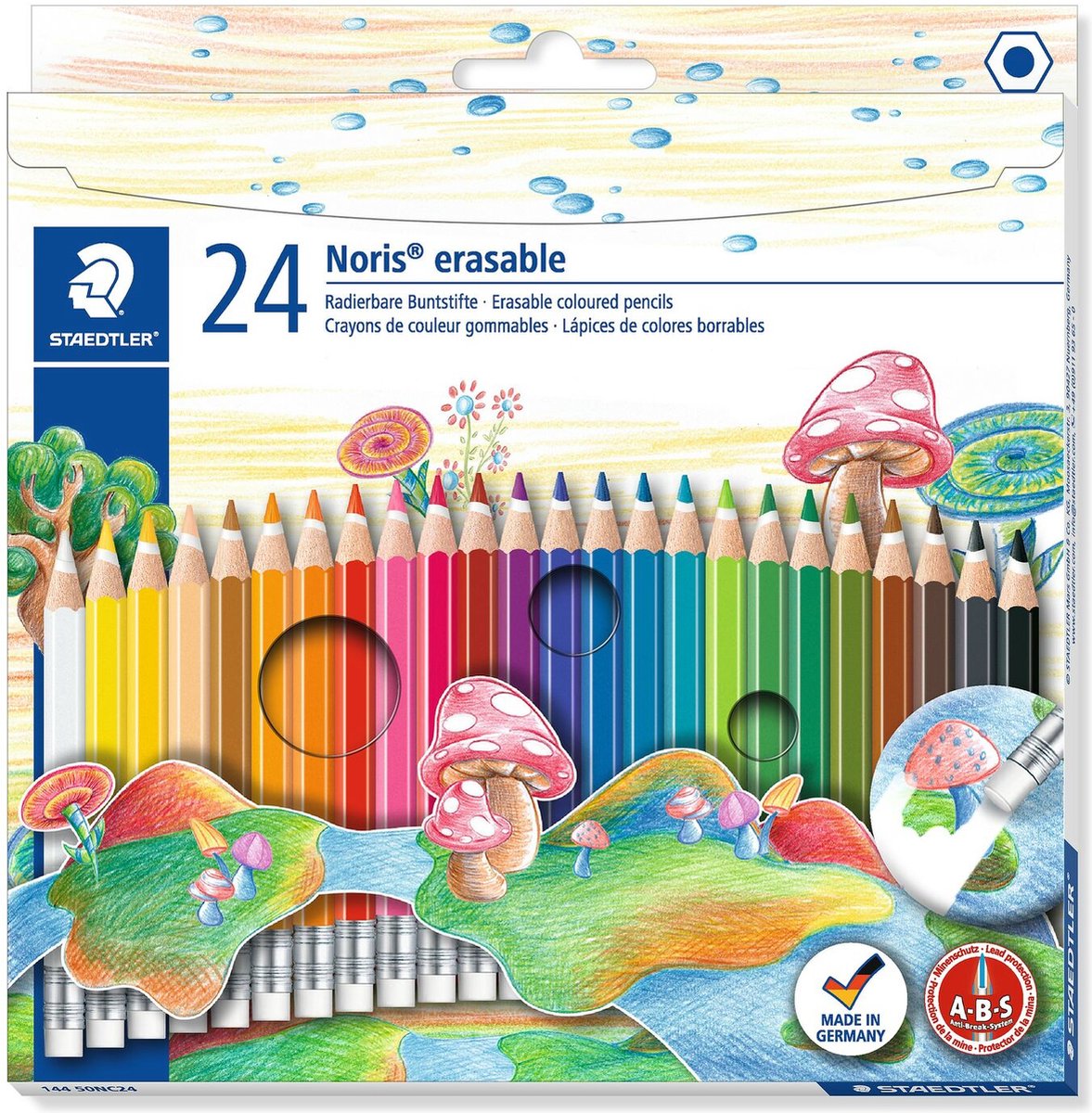 Staedtler noris erasable kleurpotloden met gum - 24 kleuren