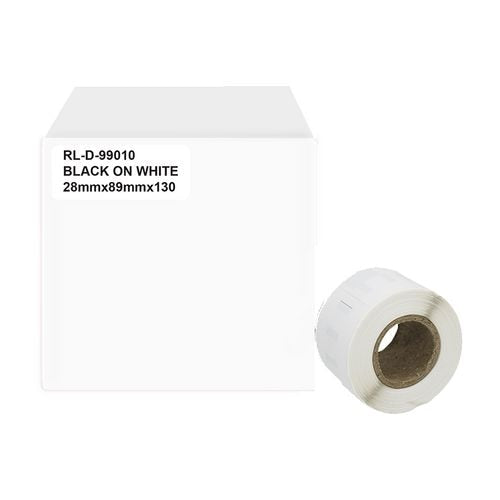 Etiketteertape compatibel dymo rl-d-99010t-bkwt-28mm89m zelfklevend zwart op wit
