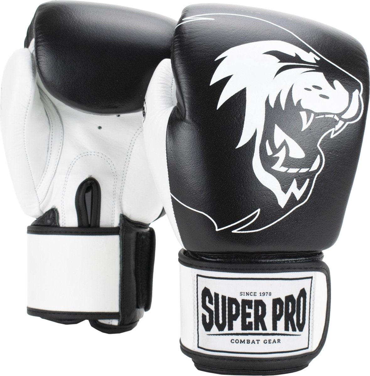 Super pro combat gear undisputed bokszakhandschoenen leder zwart wit medium