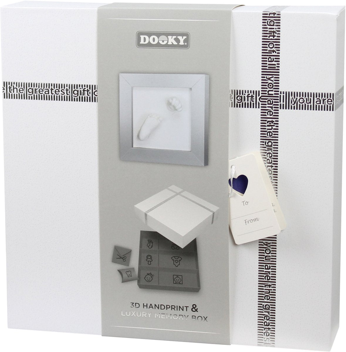 Dooky® dooky 3d baby hand- en voetafdruk lijst met memory box – foto en gips afdrukken – huidvriendelijk eenvoudig te maken – kraam- of cadeau geschenk