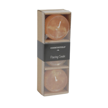 Countryfield drijfkaars bollie amber 5cm set van 3
