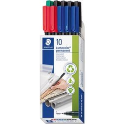 Staedtler lumocolor f permanent pen - doosje 10 st 4 kleuren
