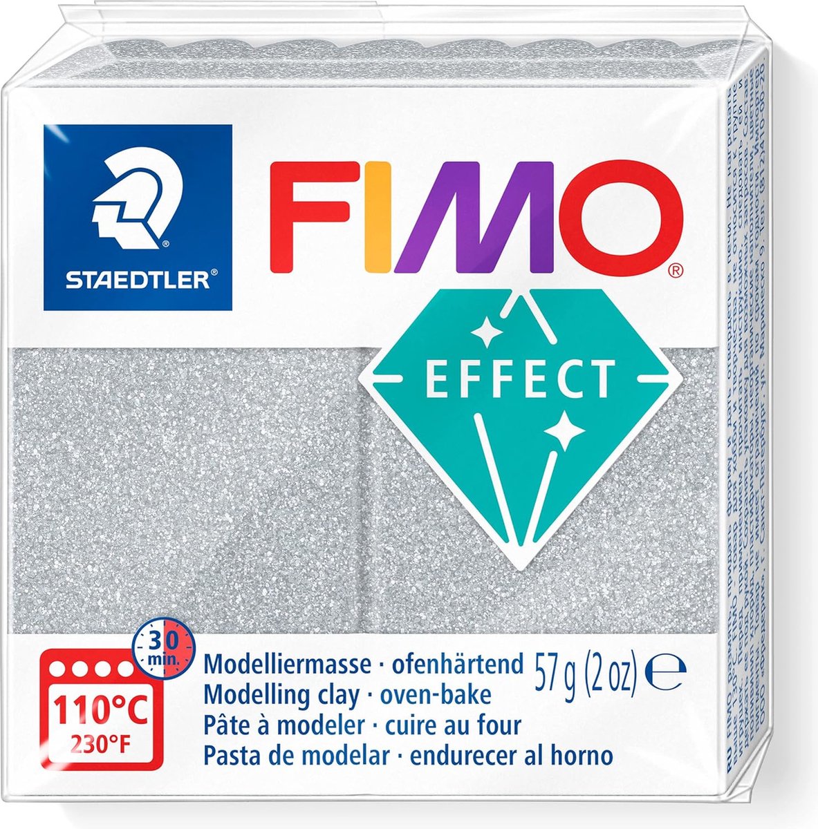 Fimo effect boetseerklei 57 g glitter zilver