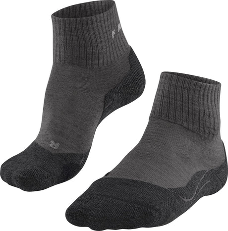 Falke tk2 wool short anti-blaar dik wol functioneel materiaal wandelsokken dames grijs - maat 39-40