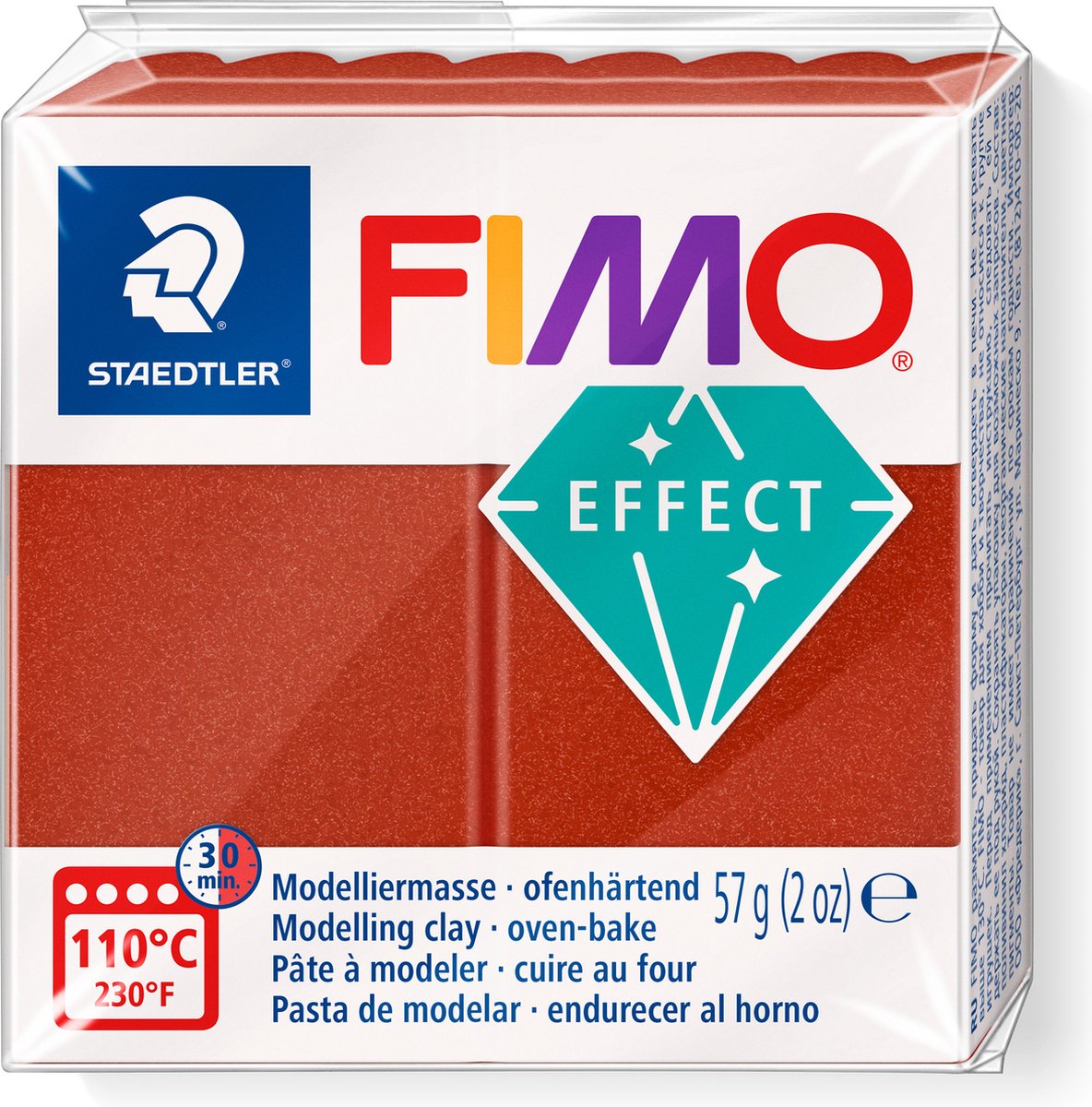 Fimo effect ovenhardende boetseerklei standaard blokje 57 g - metallic koper