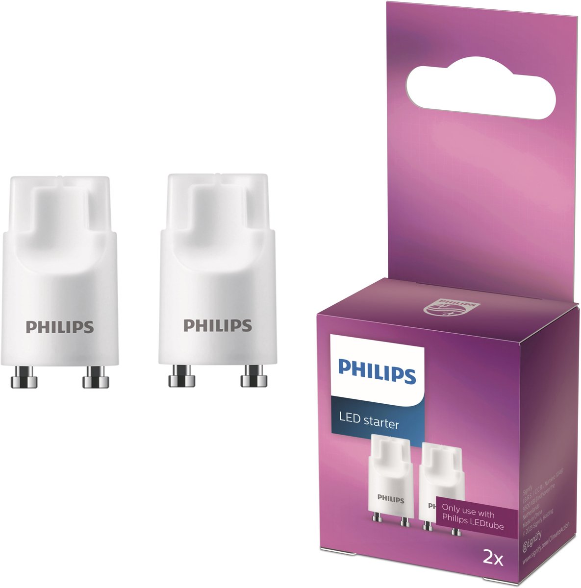 Philips led tl-buis starter - 2-pack - voor tl-buizen met een conventioneel voorschakelapparaat (vsa) - gebruik alleen bij tl-buizen