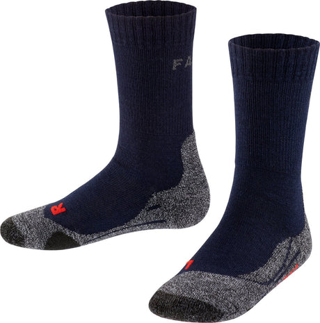Falke tk2 anti-blaar dik wol functioneel materiaal wandelsokken kinderen blauw - maat 31-34
