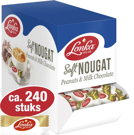 Lonka nougat melkchocolade peanut - per stuk verpakt - box a 2,57kg
