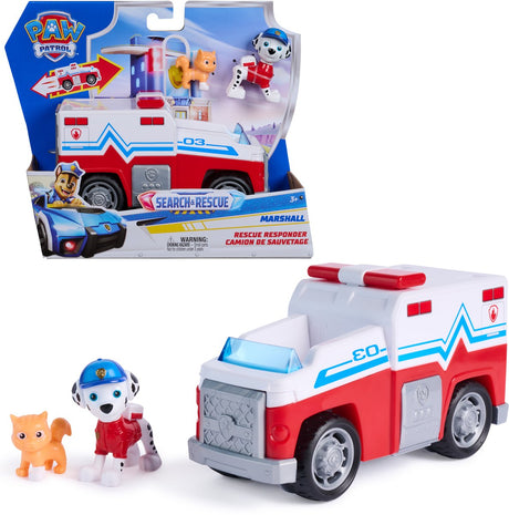 Paw patrol - search rescue - marshall's reddingsvoertuig met 2 figuren terugtrekfunctie - speelgoedvoertuigen