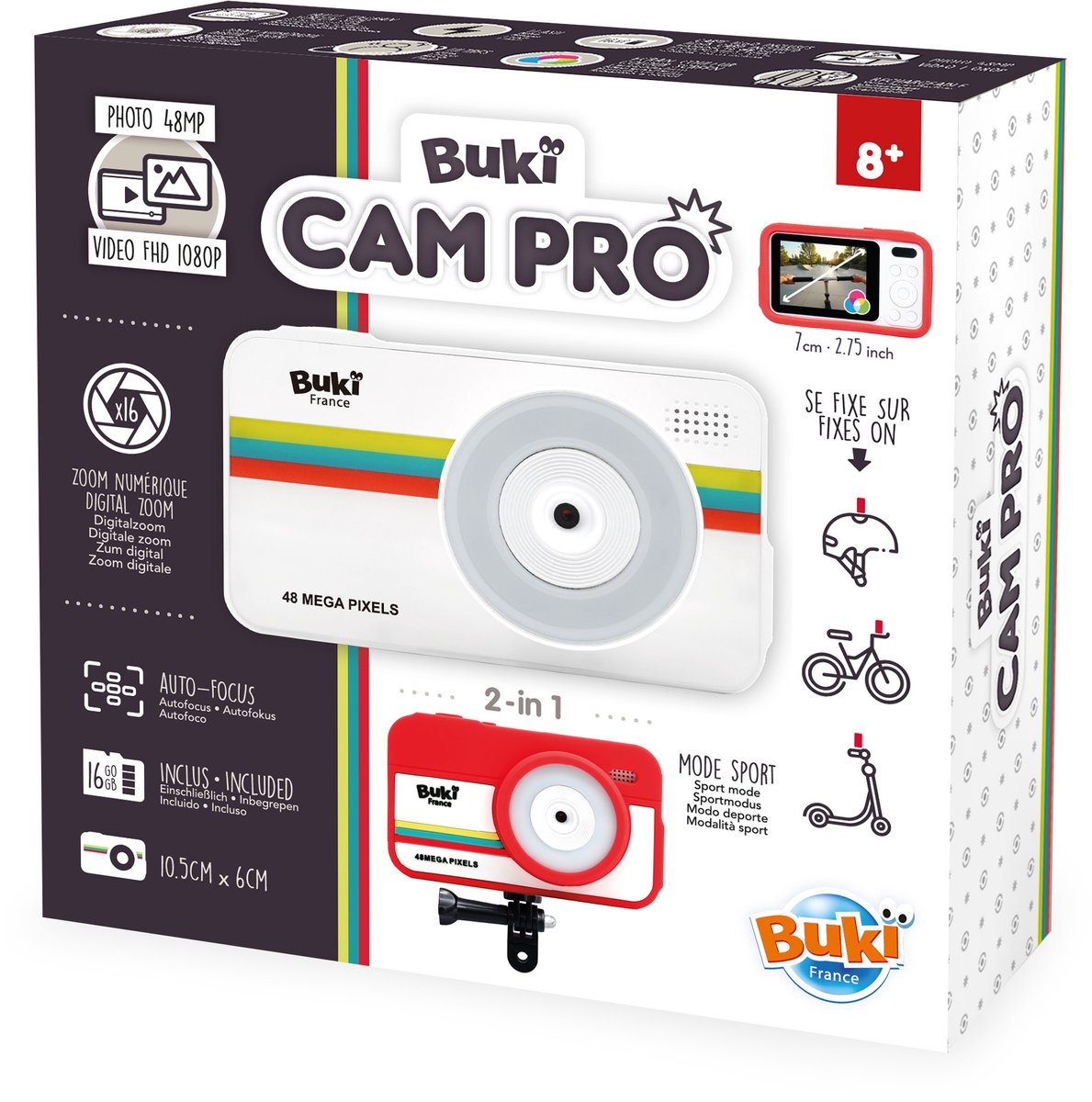 Buki france buki - fototoestel - camera - 2-in-1 camera met een reismodus en sportmodus om te filmen