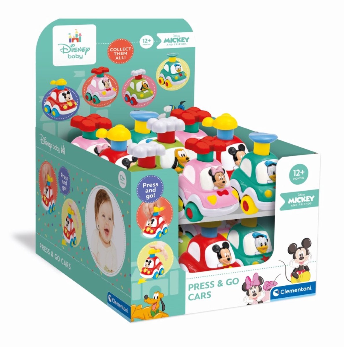 Clementoni - disney baby - press and go - autootjes - vanaf 1 jaar