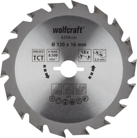 Wolfcraft - cirkelzaagblad 130x16mm - 18 tanden - zaagblad voor cirkelzaag - serie groen - 6356000