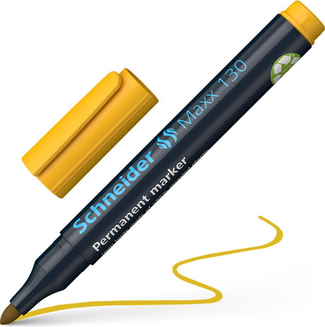 Schneider schrijfwaren schneider permanent marker - maxx 130 - ronde punt - geel - lijnbreedte 1-3 mm - s-113005