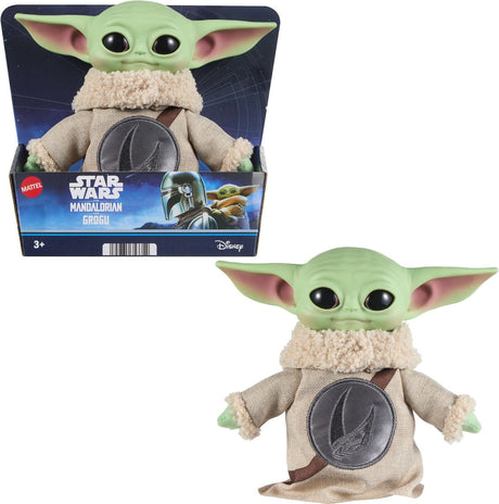 Mattel star wars the mandalorian grogu film grogu rondel ontwerp vinyl hoofd zacht pluchen lijfje - knuffel van 15 cm