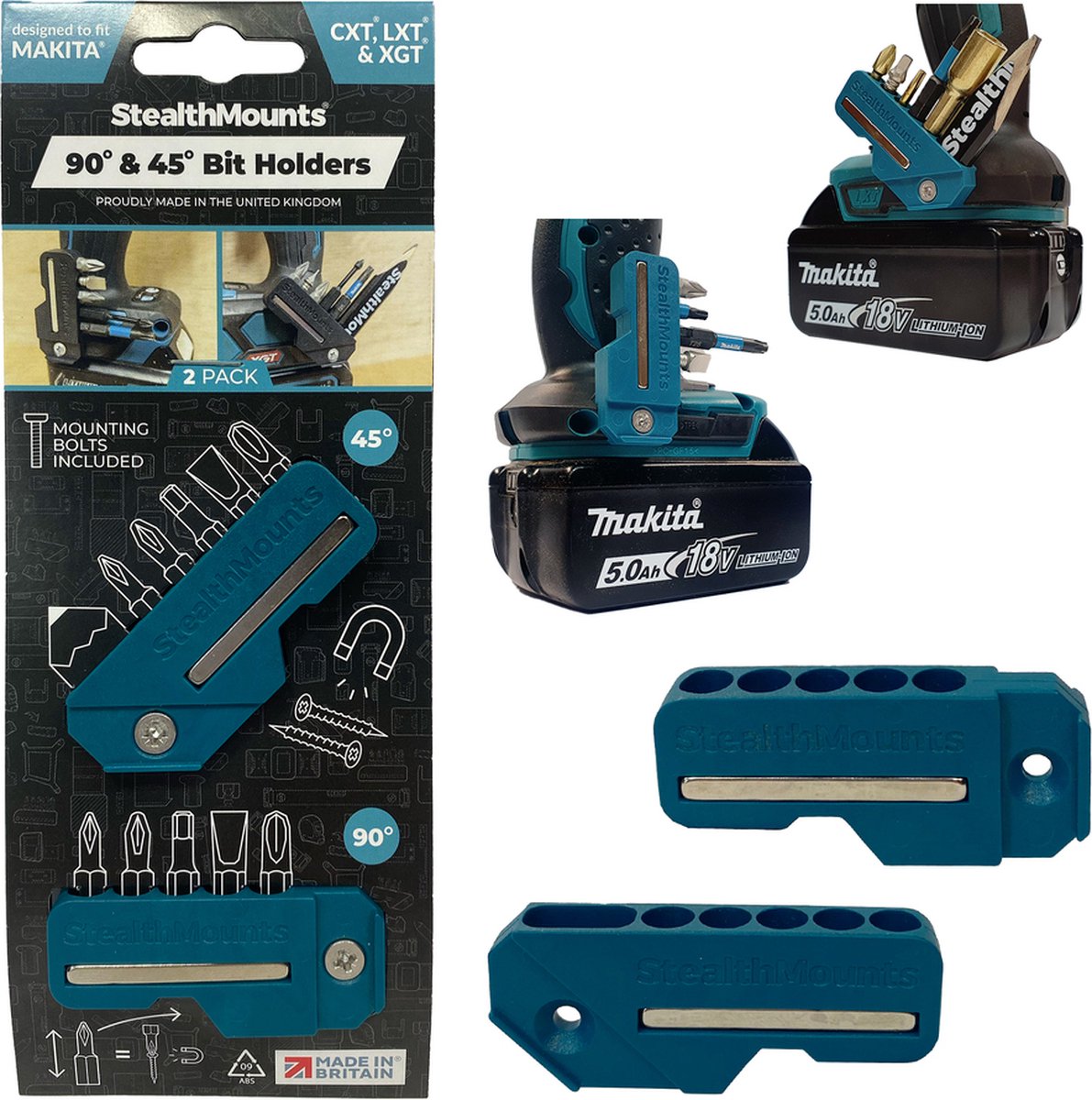 Stealthmounts 4590 bithouder voor makita | blauw | 2 stuks - bh-mk-4590-blu