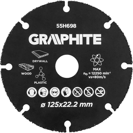Grahite graphite carbide multi slijpschijf voor hout, kunststof, gips, ect. 125mm