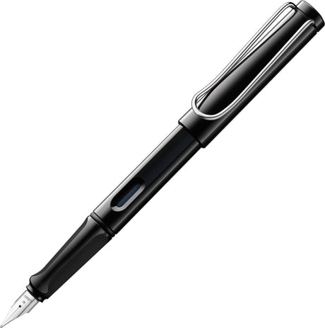 Lamy safari zwart vulpen – met ergonomische grip gepolijste stalen penpunt in schrijfdikte b – robuust asa-kunststof – incl. t10 blauwe inktpatroon