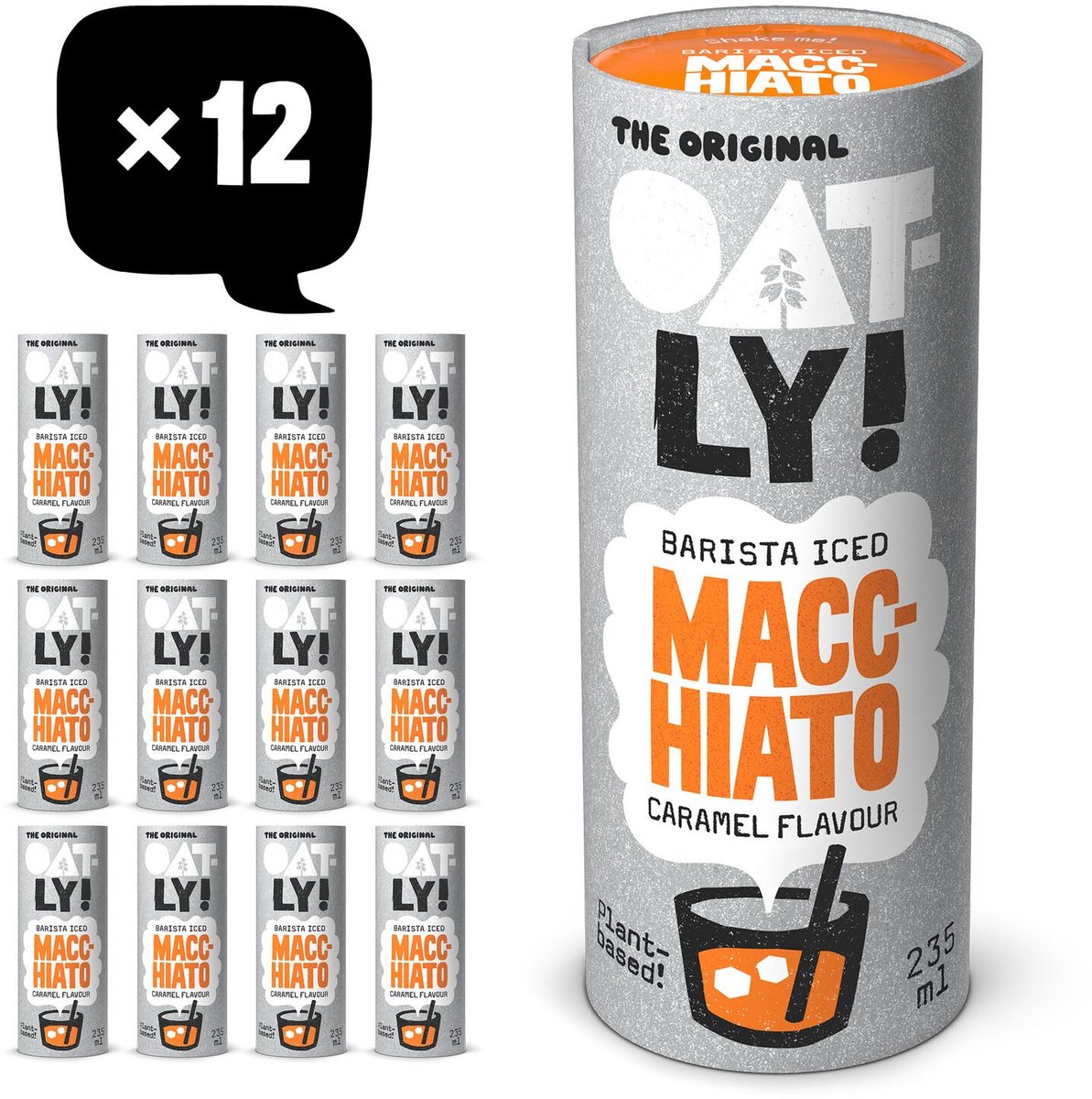 Oatly! oatly haver barista iced caramel macchiato - 12x235ml - plantaardige ijskoffie - koffie - voordeelverpakking