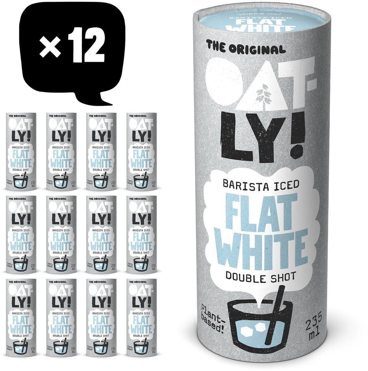 Oatly! oatly haver barista iced flat white - 12x235ml - plantaardige ijskoffie - koffie - voordeelverpakking