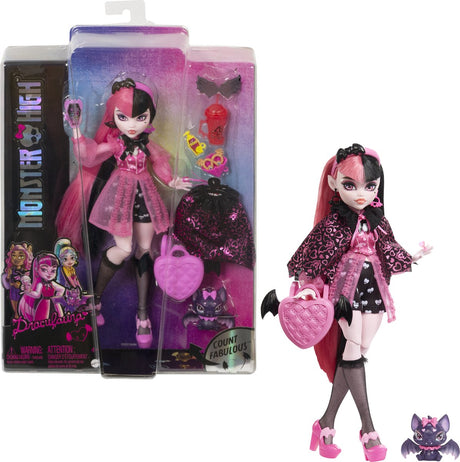 Monster high - modepop - draculaura pop met hartjes-tas